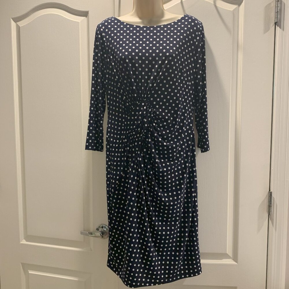 Adrianna Pappel Navy Blue/White Polka Dot Dress